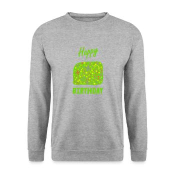 ALLES GUTE ZUM GEBURTSTAG. ALLES GUTE ZUM GEBURTSTAG. JAHRESTAG. - Unisex Pullover - Weißgrau meliert - Vorne - Alina (178cm) & Michal (187cm)