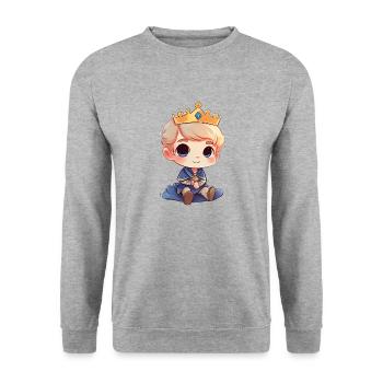 Königliche Eleganz Ein Prinz - Unisex Pullover - Weißgrau meliert - Vorne - Alina (178cm) & Michal (187cm)