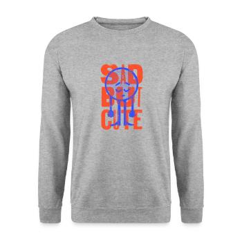 sad but cute, funny retro - Unisex Sweatshirt - salt & pepper - Front - Alina (178cm) & Michal (187cm)