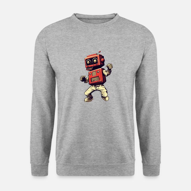 Dancing Robot Man - Unisex Pullover - Weißgrau meliert
