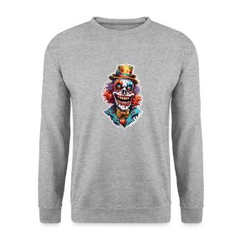 Clown d’horreur / Cirque / Drôle / Spectacle / Halloween - Sweat-shirt Unisexe - gris chiné - Devant - Alina (178cm) & Michal (187cm)