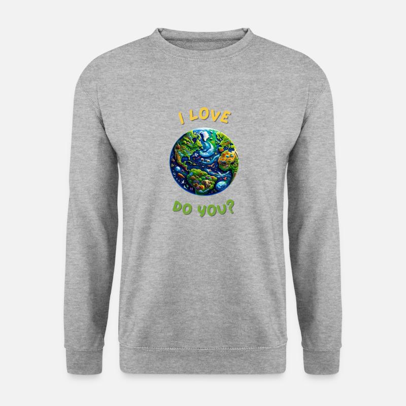 Ich liebe den Planeten Erde. Tun Sie? - Unisex Pullover - Weißgrau meliert
