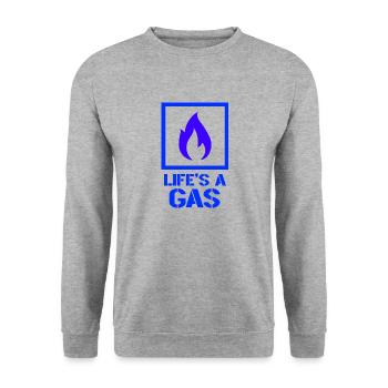 Life's a gas design - Unisex Sweatshirt - salt & pepper - Front - Alina (178cm) & Michal (187cm)
