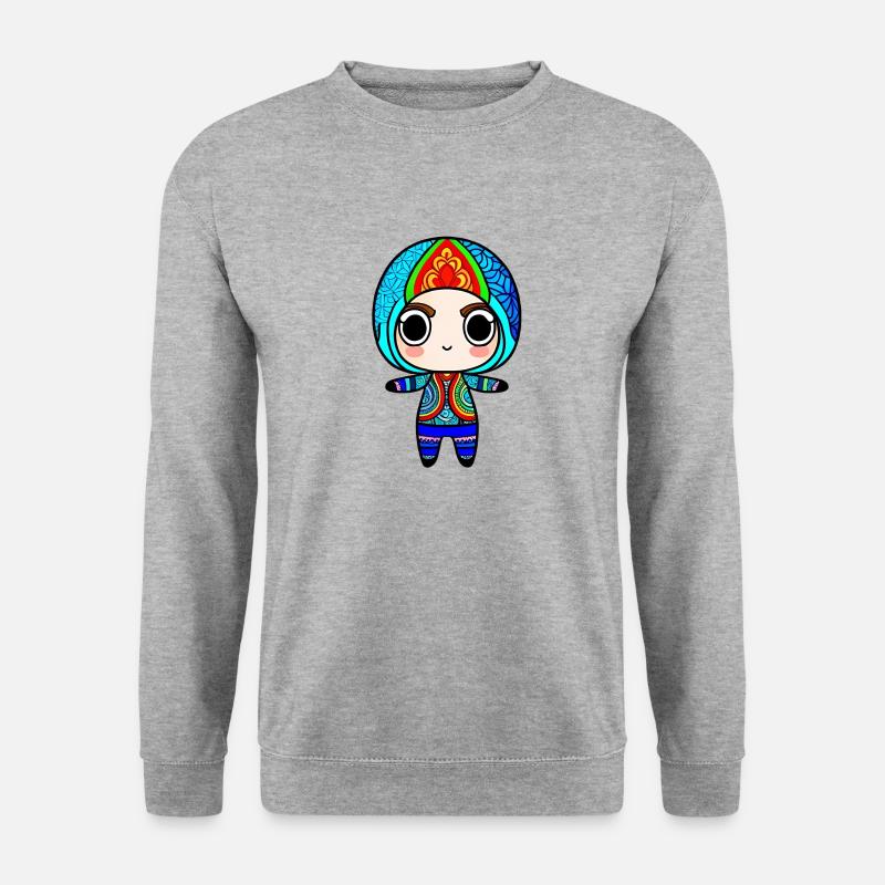 Chibi Zentangle - Unisex Pullover - Weißgrau meliert