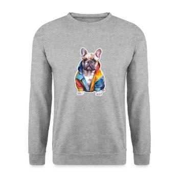 Drôle de bouledogue français. - Sweat-shirt Unisexe - gris chiné - Devant - Alina (178cm) & Michal (187cm)