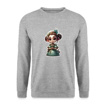 Cute Monkey / Monkey Girl / Cute / Hair Bow - Unisex Sweatshirt - salt & pepper - Front - Alina (178cm) & Michal (187cm)