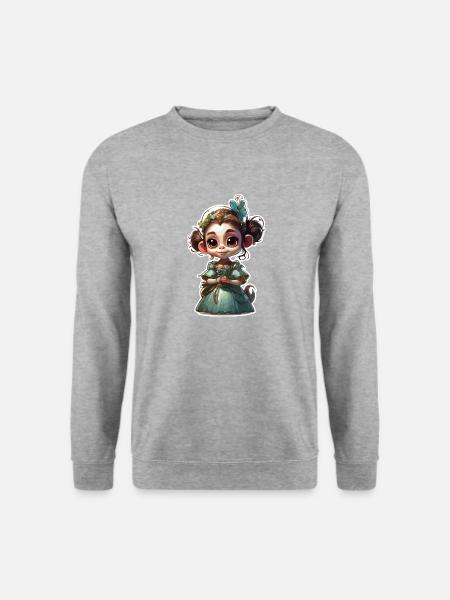Söpö apina / apinatyttö / söpö / hiusrusetti - Unisex svetaripaita - valkoharmaaksi meleerattu