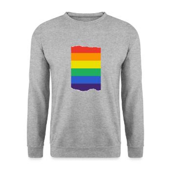 Torn Pride Flag - LGBT Freedom and Resistance - Unisex Sweatshirt - salt & pepper - Front - Alina (178cm) & Michal (187cm)
