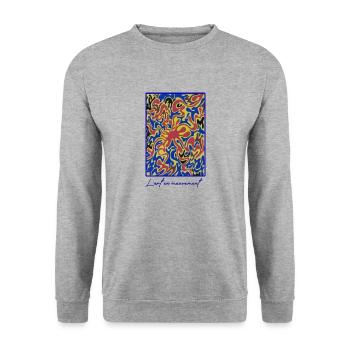 L'art en mouvement - Sweat-shirt Unisexe - gris chiné - Devant - Alina (178cm) & Michal (187cm)