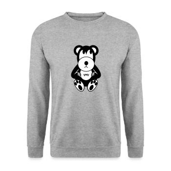 Schmierung - Unisex Pullover - Weißgrau meliert - Vorne - Alina (178cm) & Michal (187cm)