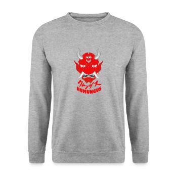 oni wuw - Unisex Pullover - Weißgrau meliert - Vorne - Alina (178cm) & Michal (187cm)