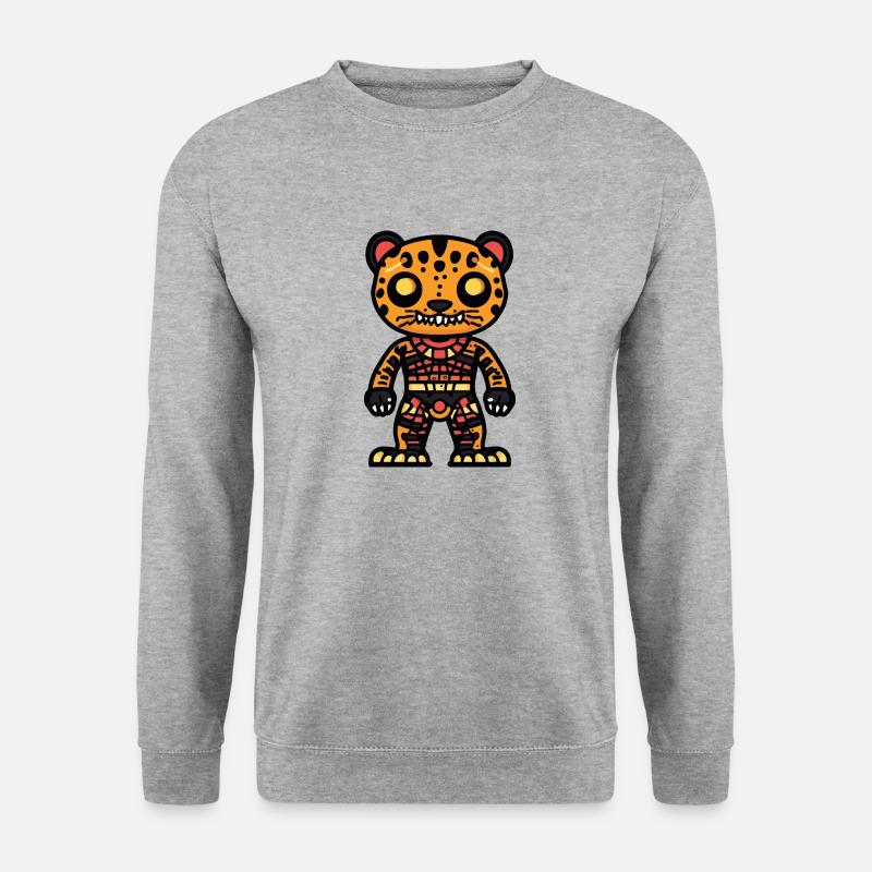 Leopard Halloween Comic Zombie - Unisex Pullover - Weißgrau meliert