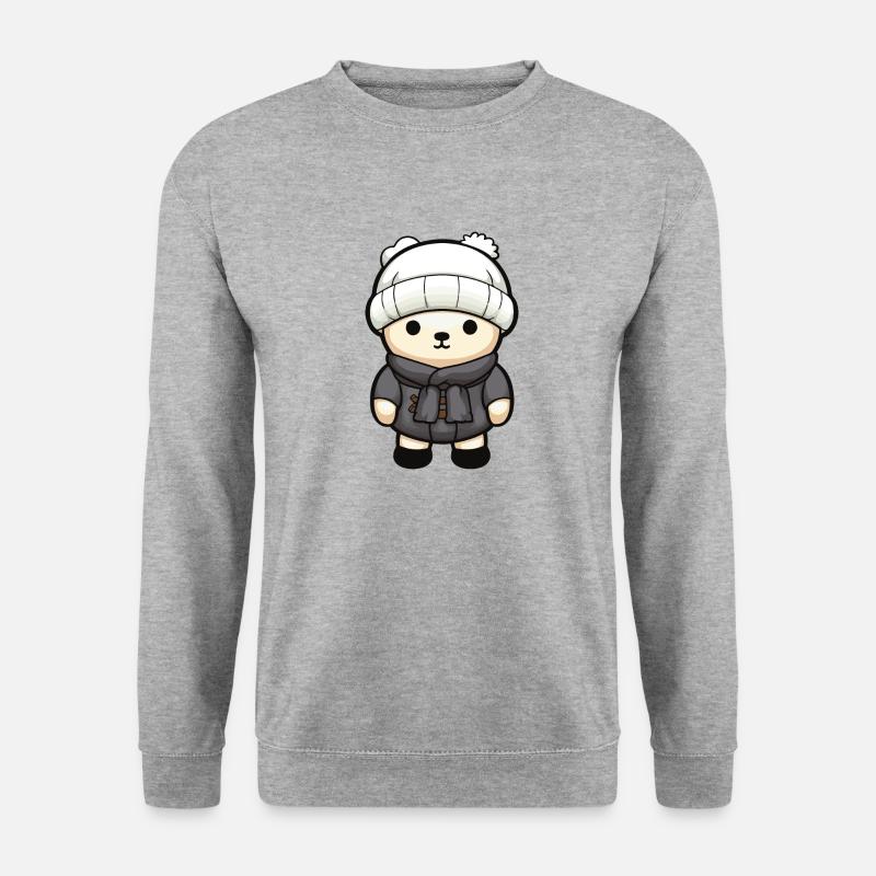 Eisbär Winter Bär Comic Niedlich - Unisex Pullover - Weißgrau meliert