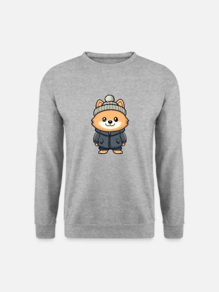 Zwergspitz Hund Winter Pomeranian - Unisex Pullover - Weißgrau meliert