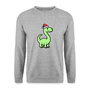 Dinosaur Brontosaurus Santa Claus - Unisex Sweatshirt - salt & pepper - Front - Alina (178cm) & Michal (187cm)