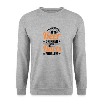 Dart Dartspieler Dartspiel Herren - Unisex Pullover - Weißgrau meliert - Vorne - Alina (178cm) & Michal (187cm)