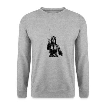 Sainte Jeanne d’Arc - Sweat-shirt Unisexe - gris chiné - Devant - Alina (178cm) & Michal (187cm)