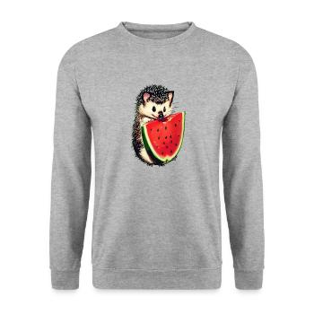 Gâterie de pastèque de hérisson - Sweat-shirt Unisexe - gris chiné - Devant - Alina (178cm) & Michal (187cm)