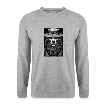 Der stille Grizzly - Unisex Pullover - Weißgrau meliert - Vorne - Alina (178cm) & Michal (187cm)