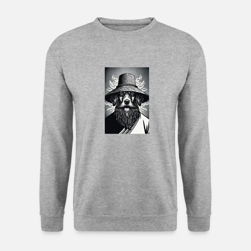Der wachsame Hund - Unisex Pullover - Weißgrau meliert