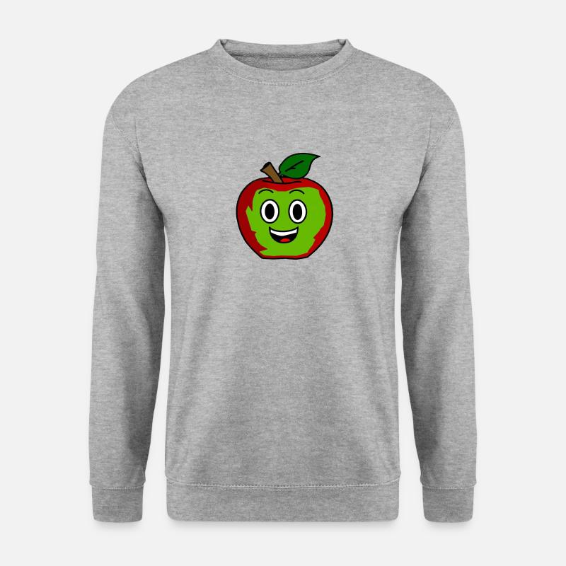 Funny Apfel - Unisex Pullover - Weißgrau meliert