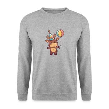Elch Geburtstag Baby - Unisex Pullover - Weißgrau meliert - Vorne - Alina (178cm) & Michal (187cm)