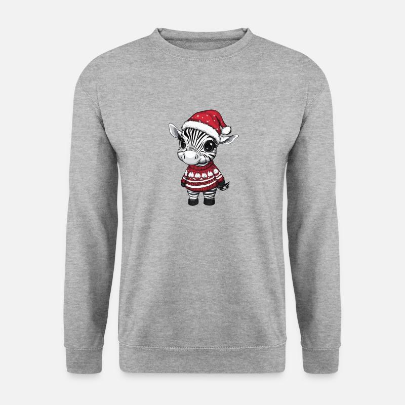 Zebra Weihnachten Comic - Unisex Pullover - Weißgrau meliert