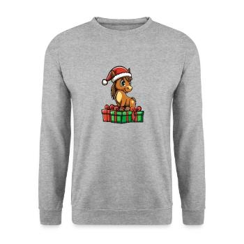 Cadeaux de Noël Cheval - Sweat-shirt Unisexe - gris chiné - Devant - Alina (178cm) & Michal (187cm)