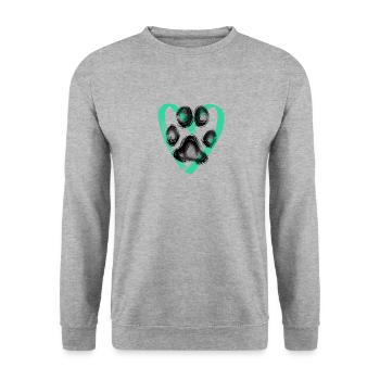 Paw print with heart, turquoise - Unisex Sweatshirt - salt & pepper - Front - Alina (178cm) & Michal (187cm)