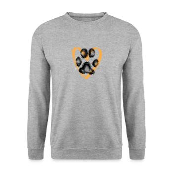 Paw print with heart, orange - Unisex Sweatshirt - salt & pepper - Front - Alina (178cm) & Michal (187cm)