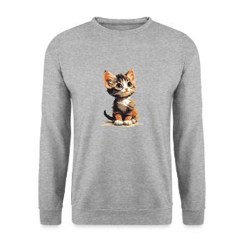 Kätzchen - Unisex Pullover - Weißgrau meliert - Vorne - Alina (178cm) & Michal (187cm)