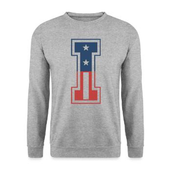 Lettre I États-Unis - Sweat-shirt Unisexe - gris chiné - Devant - Alina (178cm) & Michal (187cm)