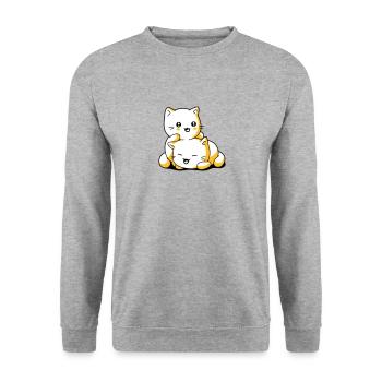 Chatons kawaii chat - Sweat-shirt Unisexe - gris chiné - Devant - Alina (178cm) & Michal (187cm)