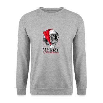 Père Noël Japon menton joyeux Noël chiens Wilsigns - Sweat-shirt Unisexe - gris chiné - Devant - Alina (178cm) & Michal (187cm)