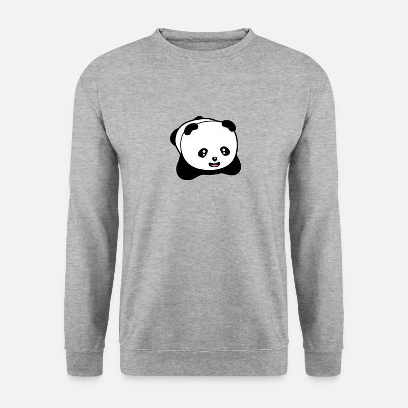 Lachender kawaii panda - Unisex Pullover - Weißgrau meliert