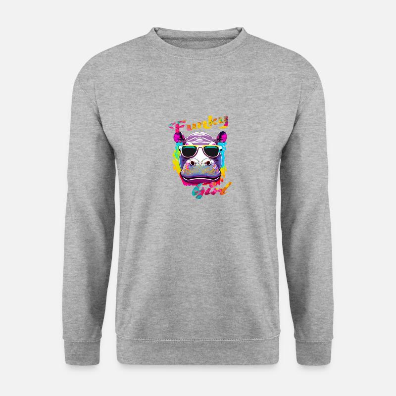 Funky Mädchen Nilpferd - Unisex Pullover - Weißgrau meliert