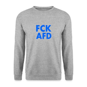 Fck afd - Unisex Pullover - Weißgrau meliert - Vorne - Alina (178cm) & Michal (187cm)