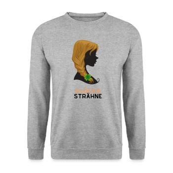 Friseur Frisur Glückssträhne mit Kleeblatt Zopf - Unisex Pullover - Weißgrau meliert - Vorne - Alina (178cm) & Michal (187cm)