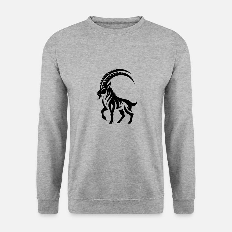 Sternzeichen Tattoo Stolzer Steinbock - Unisex Pullover - Weißgrau meliert