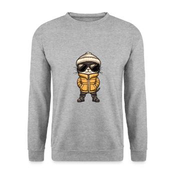 Erdmännchen Cool Comic - Unisex Pullover - Weißgrau meliert - Vorne - Alina (178cm) & Michal (187cm)