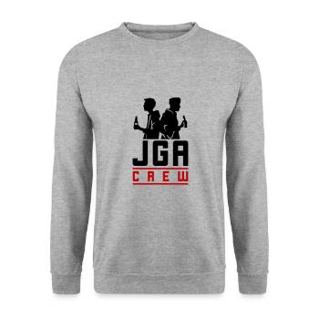 Jga Crew Junggesellenabschied Bräutigam - Unisex Pullover - Weißgrau meliert - Vorne - Alina (178cm) & Michal (187cm)