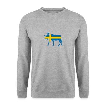 Elch Schweden Fahne Urlaub Fernweh - Unisex Pullover - Weißgrau meliert - Vorne - Alina (178cm) & Michal (187cm)