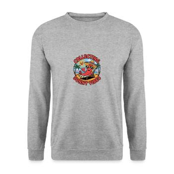 Ambiance estivale ensoleillée Drôle de crabe sur la plage - Sweat-shirt Unisexe - gris chiné - Devant - Alina (178cm) & Michal (187cm)