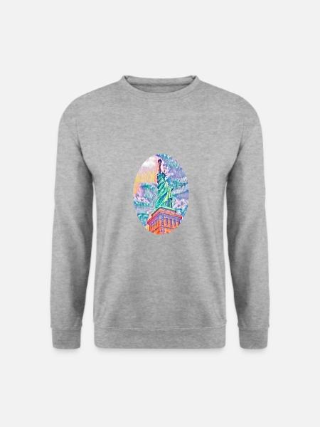 Freiheitsstatue, New York, USA - Unisex Pullover - Weißgrau meliert