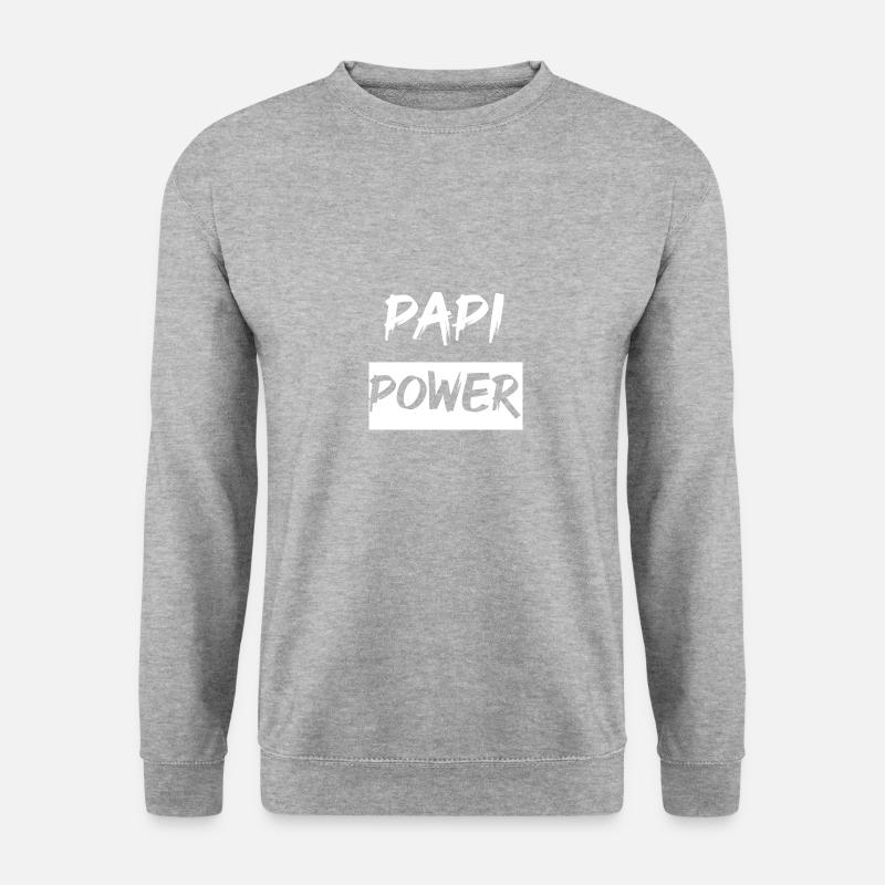 Papi Power - Unisex Pullover - Weißgrau meliert