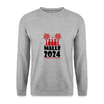 Malle 2024 Mallorca Spruch - Unisex Pullover - Weißgrau meliert - Vorne - Alina (178cm) & Michal (187cm)