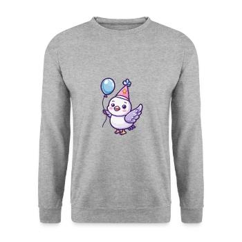 Taube Vogel Geburtstag Comic - Unisex Pullover - Weißgrau meliert - Vorne - Alina (178cm) & Michal (187cm)