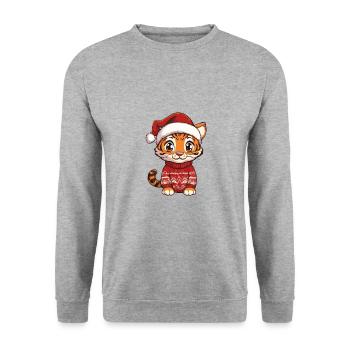 Bande dessinée de Noël Tigre - Sweat-shirt Unisexe - gris chiné - Devant - Alina (178cm) & Michal (187cm)