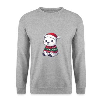Polar Bear Christmas Comic - Unisex Sweatshirt - salt & pepper - Front - Alina (178cm) & Michal (187cm)