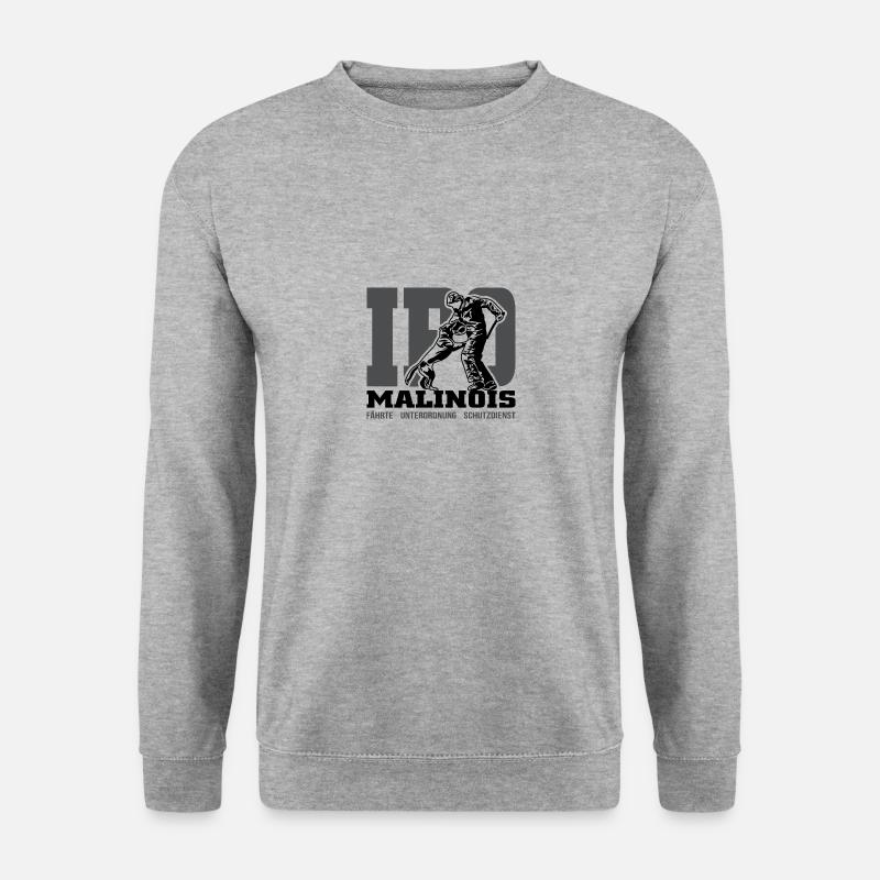 IPO MALINOIS Wilsigns Hundesport IGP Hund Geschenk - Unisex Pullover - Weißgrau meliert